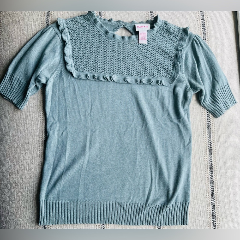 Crystal Kobe Blue Crochet Chest Woven Top